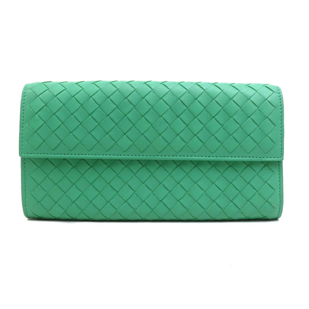 Bottega Veneta long wallet Intrecciato leather green